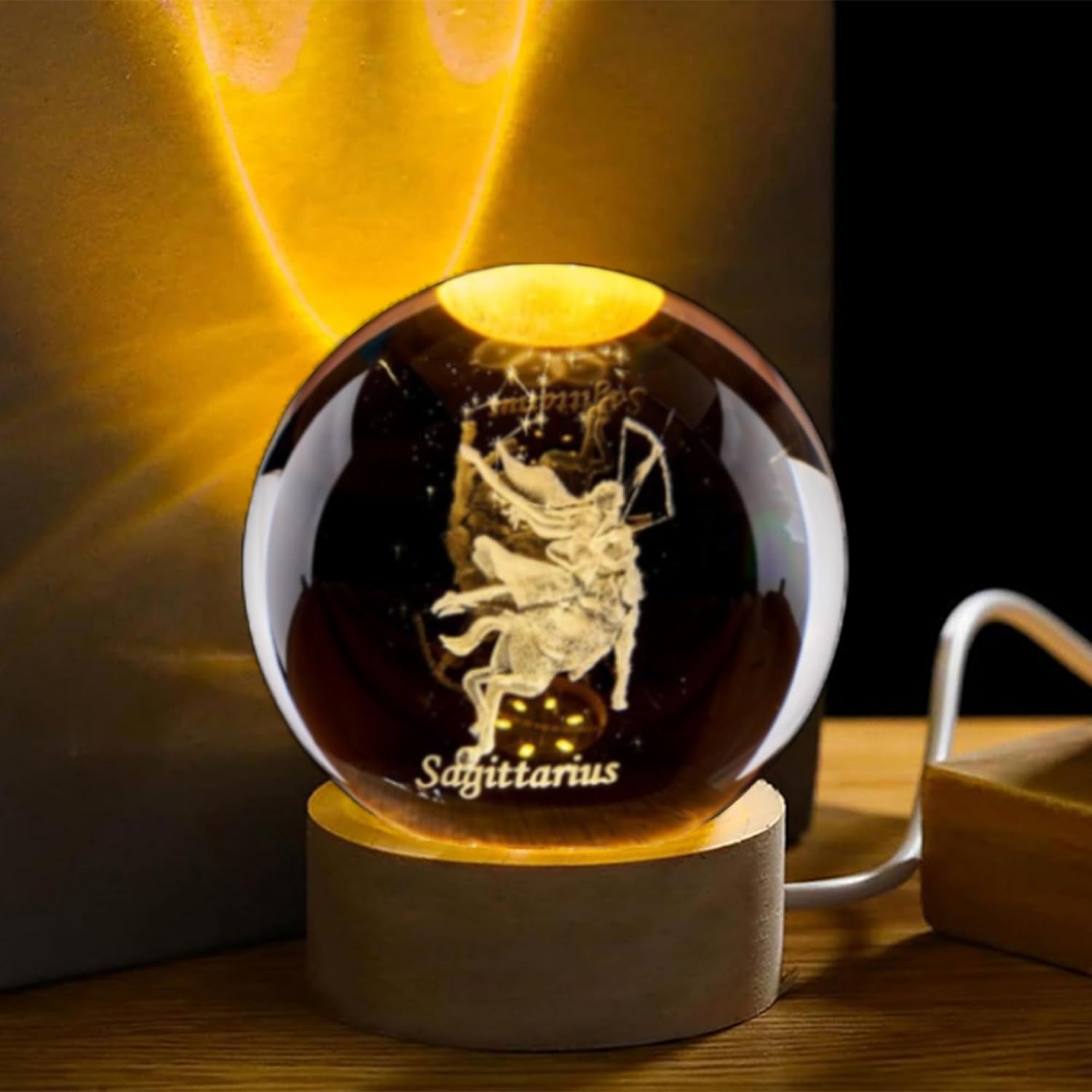 Paper Weight Crystal - Bola Kristal Sagitarius 3D dengan Alas