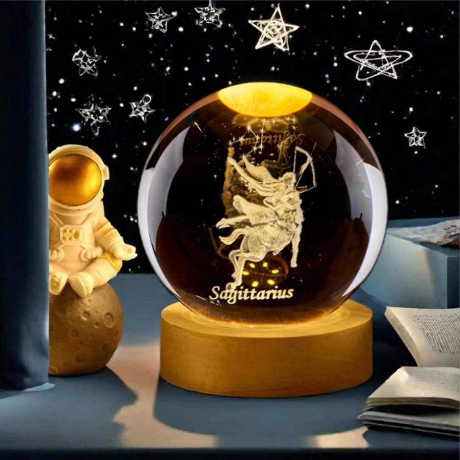 Bola Kristal Sagitarius 3D den - Paper Weight Crystal ulasan dan harga